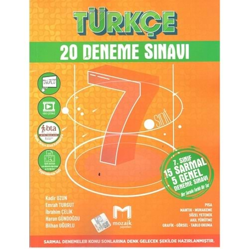 MOZAİK 7.SINIF TÜRKÇE 20 DENEME SINAVI-2024