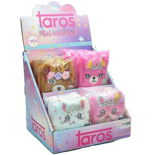 TAROS UNICK COLOR KEDİ PELUŞ KİLİTLİ MİNİ HATIRA DEFTERİ-7108