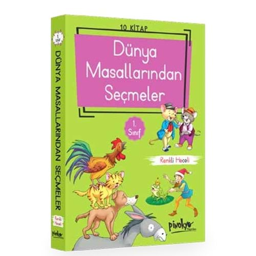 PİNOKYO 1.SINIF DÜNYA MASALLARINDAN SEÇMELER 10 KİTAP TAKIM RENKLİ HECELİ