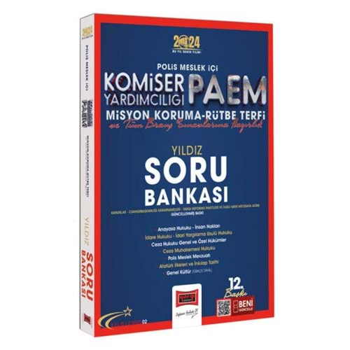 YARGI POLİS MESLEK İÇİ PAEM KOMİSER YARDIMCILIĞI MİSYON KORUMA RÜTBE TERFİ VE TÜM BRANŞ SINAVLARINA HAZIRLIK YILDIZ SORU BANKASI-2024