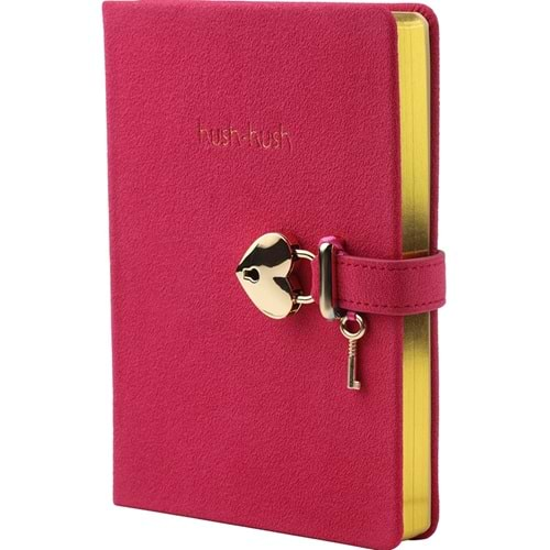 VJ HUSH HUSH KİLİTLİ 13*18 CM MAGENTA FUŞYA 80 GR.160 YAPRAK ÇİZGİLİ DEFTER-1330