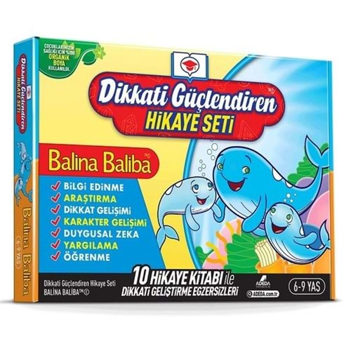 ADEDA DİKKATİ GÜÇLENDİREN HİKAYE SETİ-BALİNA BALİBA KUTULU SET-6-9 YAŞ-10 KİTAP TAKIM