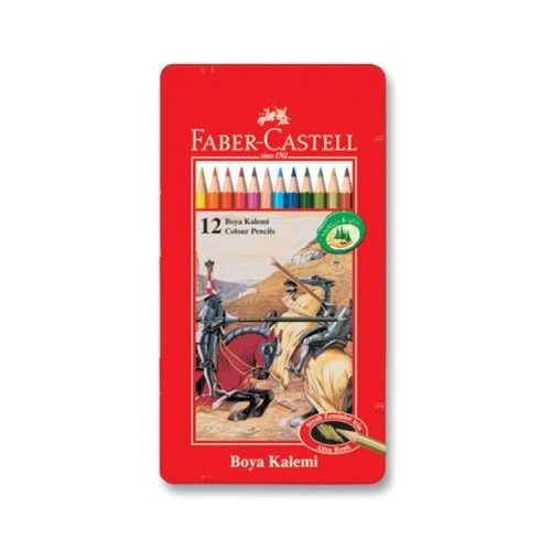 FABER CASTELL KURU BOYA KALEMİ METAL KUTULU 12Lİ TAM BOY