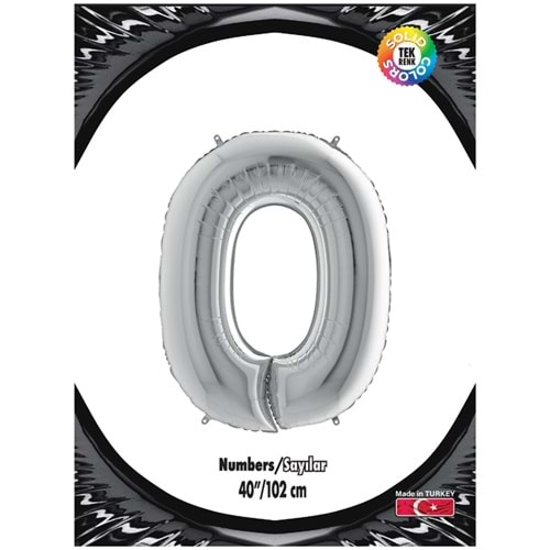 KİKA RAKAM FOLYO BALON 40 İNÇ GÜMÜŞ 0 RAKAM-2005421