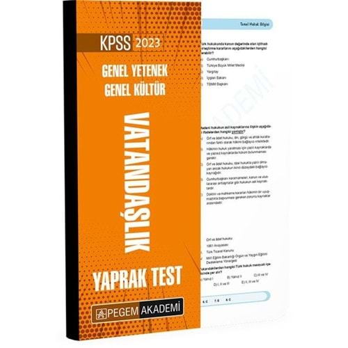 PEGEM KPSS GENEL YETENEK GENEL KÜLTÜR VATANDAŞLIK YAPRAK TEST-2023