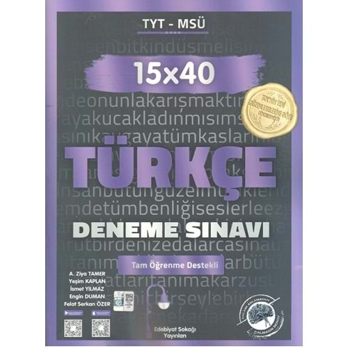 EDEBİYAT SOKAĞI TYT TÜRKÇE 15*40 DENEME SINAVI-2025