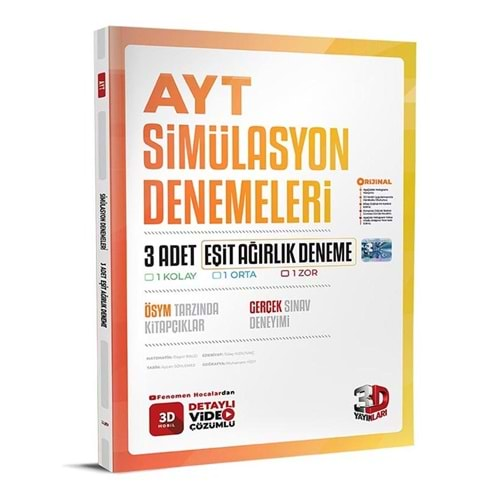 ÇÖZÜM AYT EŞİT AĞIRLIK 3 LÜ SİMÜLASYON DENEMELERİ 3D-2025