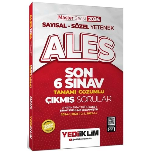 YEDİİKLİM ALES 2024 SAYISAL-SÖZEL YETENEK SON 6 SINAV TAMAMI ÇÖZÜMLÜ ÇIKMIŞ SORULAR