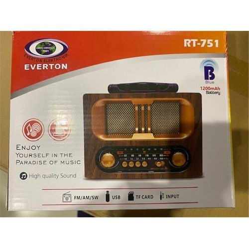 EVERTON RT-751 FM/AM/SW/USB/TF CARD/AUX NOSTALJİK RADYO