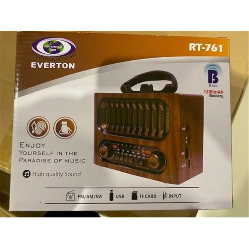 EVERTON RT-761 USB/TF/AM/FM/SW/BLUE-CONNECT/TWS/USB ŞARJLI NOSTALJİK RADYO