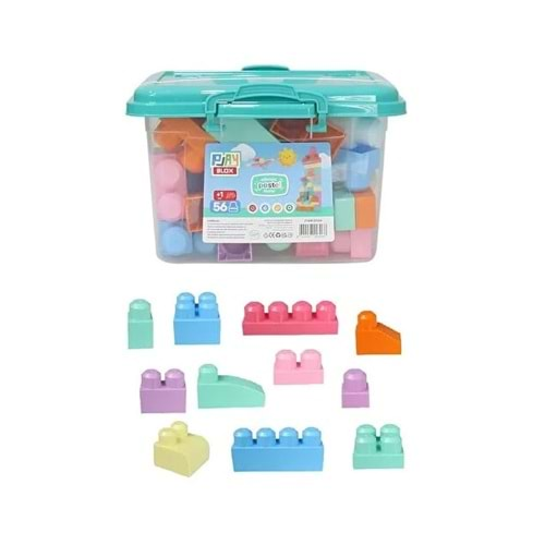 TORUTOYS PLAY BLOX PASTEL RENKLER 56 PARÇA KOVALI LEGO-3066