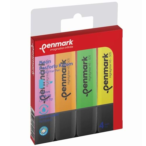 PENMARK FOSFORLU KALEM 4 LÜ KARIŞIK RENK NEON-HS 505 4N