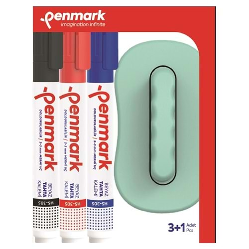 PENMARK TAHTA KALEMİ 3 LÜ SET+SİLGİ-HS 305-TK 3S