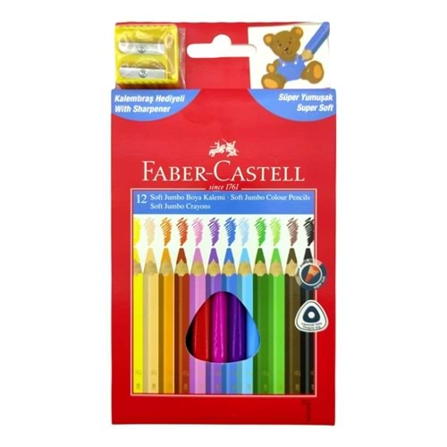 FABER CASTELL SOFT JUMBO ÜÇGEN BOYA KALEMİ 12 RENK