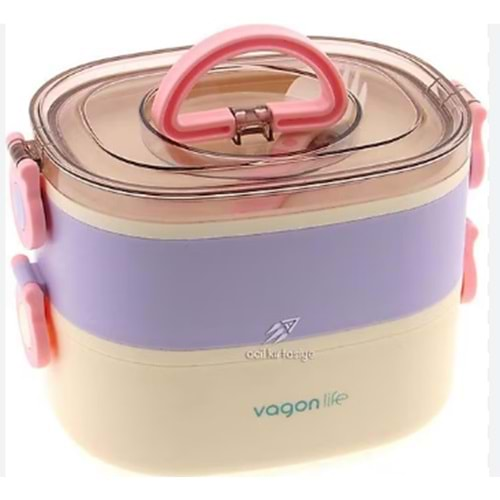 VAGON LİFE KARMA RENK ÇELİK BESLENME KUTUSU LUNCH BOX LİLA-BL50251-2