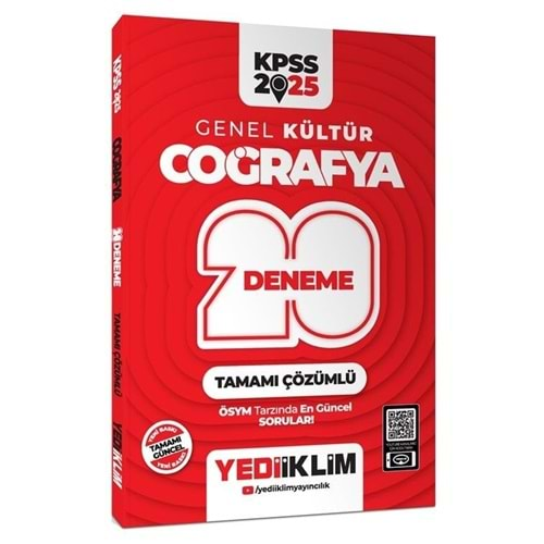 YEDİİKLİM KPSS 2025 GENEL KÜLTÜR COĞRAFYA TAMAMI ÇÖZÜMLÜ 20 DENEME