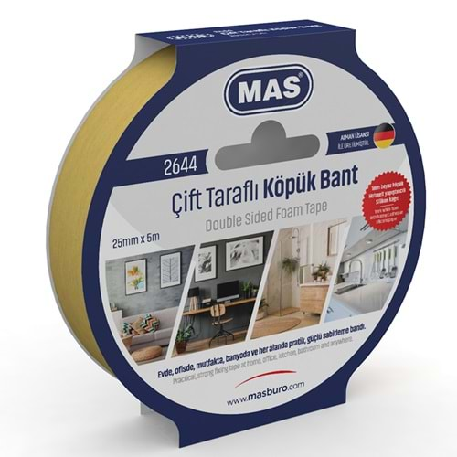 MAS ÇİFT TARAFLI KÖPÜK BANT 25MM*5M-2644