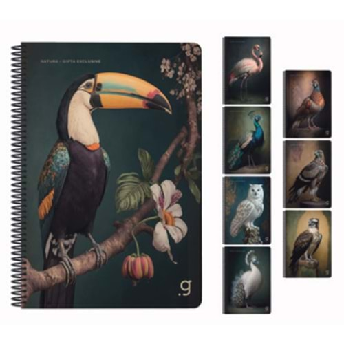 GIPTA NATURA SPİRALLİ KARTON KAPAK 17*24 80 YAPRAK KARELİ DEFTER-7061