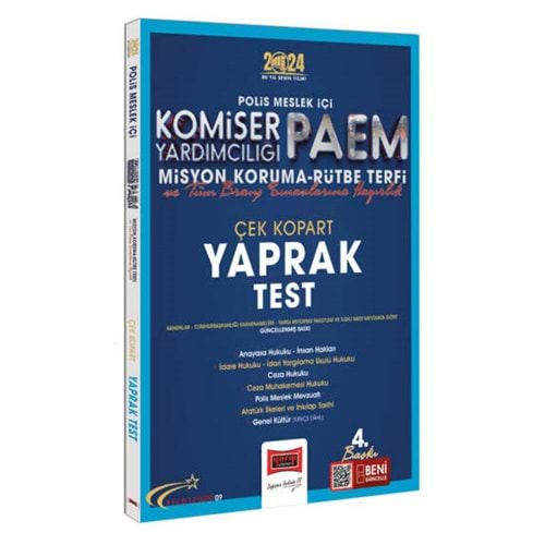 YARGI POLİS MESLEK İÇİ PAEM KOMİSER YARDIMCILIĞI MİSYON KORUMA RÜTBE TERFİ VE TÜM BRANŞ SINAVLARINA HAZIRLIK YILDIZ SERİSİ ÇEK KOPART YAPRAK TEST-2024