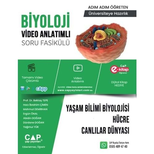 ÇAP ÜNİVERSİTEYE HAZIRLIK YAŞAM BİLİMİ BİYOLOJİSİ HÜCRE CANLILAR DÜNYASI-2025