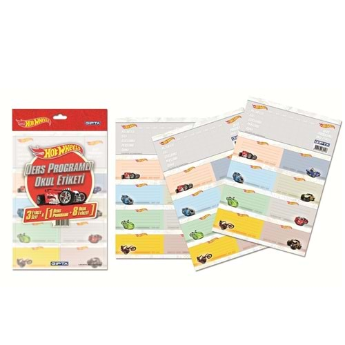 GIPTA HOTWHEELS 3LÜ DERS PROGRAMI OKUL ETİKETİ 5410