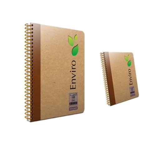 GIPTA ENVİRO A4 SPRALLİ SERT KAPAK KRAFT 100 YP KARELİ DEFTER-1792