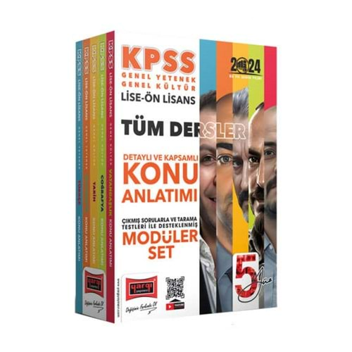 YARGI KPSS 2024 LİSE-ÖN LİSANS 5YÜZ EKİBİ GENEL YETENEK-GENEL KÜLTÜR TÜM DERSLER KONU ANLATIMLI MODÜLER SET