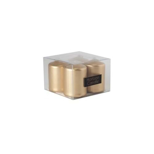 HORİZON BAR MUM KISA 3,5*5 CM 4 LÜ VARAKLI MUM GOLD-055069