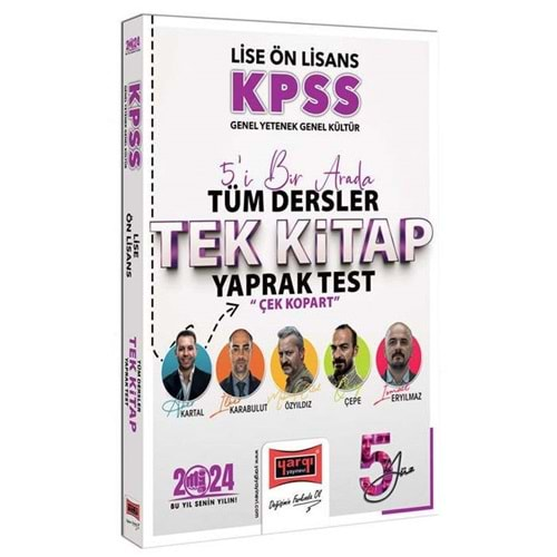 YARGI KPSS 2024 LİSE-ÖN LİSANS GENEL YETENEK-GENEL KÜLTÜR 5YÜZ EKİBİ TÜM DERSLER ÇEK KOPART YAPRAK TEST