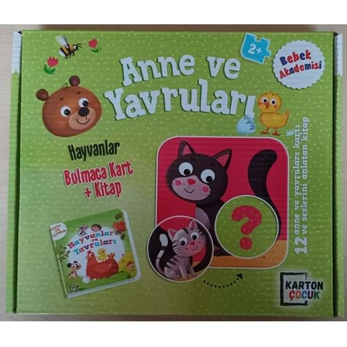 KARTON ÇOCUK BEBEK AKADEMİSİ ANNE VE YAVRULARI HAYVANLAR BULMACA KART+KİTAP 2+YAŞ