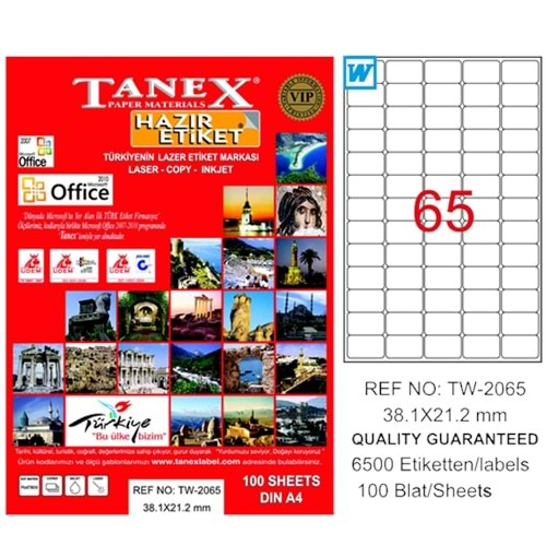 TANEX A4 BİLGİSAYAR ETİKETİ 38,1*21,2 TW2065