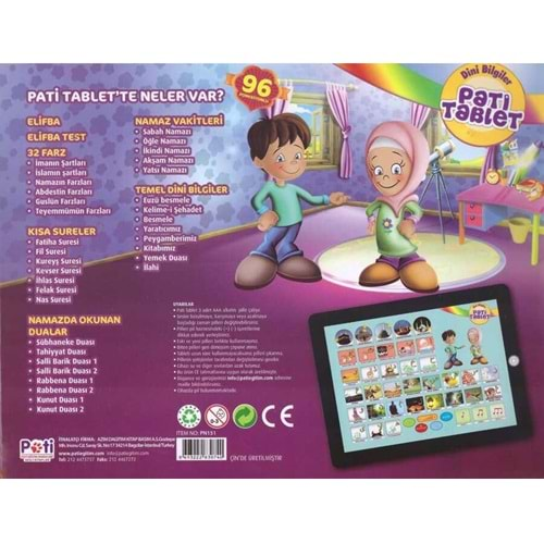 SESLİ DİNİ BİLGİLER BÜYÜK BOY PATİ TABLET:96 FONKSİYONLU-PATİ EĞİTİM GEREÇLERİ