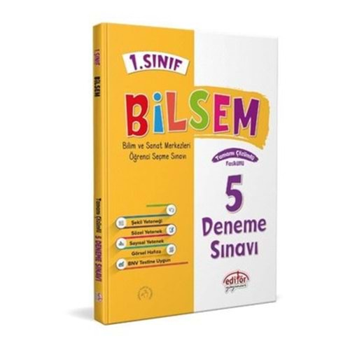 EDİTÖR 1.SINIF BİLSEM TAMAMI ÇÖZÜMLÜ 5 DENEME