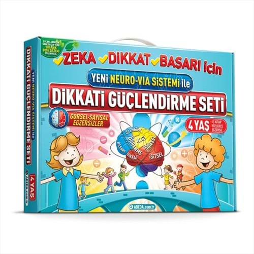 ADEDA YENİ NEURO VİA SİSTEMİ İLE DİKKATİ GÜÇLENDİRME SETİ 4 YAŞ 3 KİTAP KUTULU