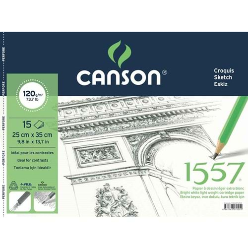 CANSON RESİM VE ÇİZİM BLOK 120 GR 25*35 SPİRALLİ 15 YAPRAK-1557