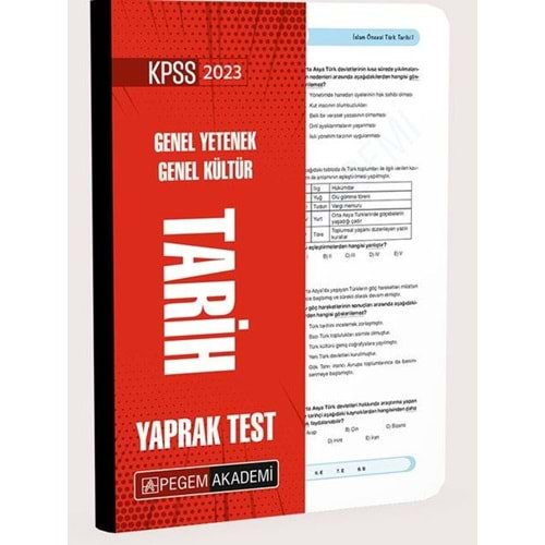 PEGEM KPSS GENEL YETENEK GENEL KÜLTÜR TARİH YAPRAK TEST-2023