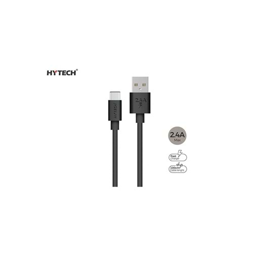 HYTECH HY-X108 1M 2.4A TYPE-C SİYAH ŞARJ KABLOSU