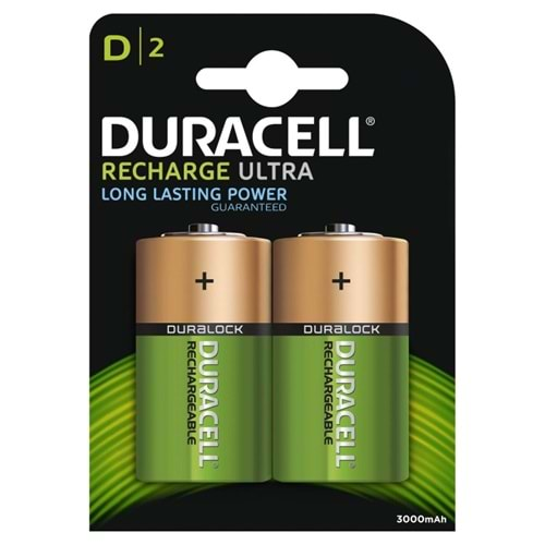 DURACELL ŞARJ EDİLEBİLİR D BOY 2Lİ PİL