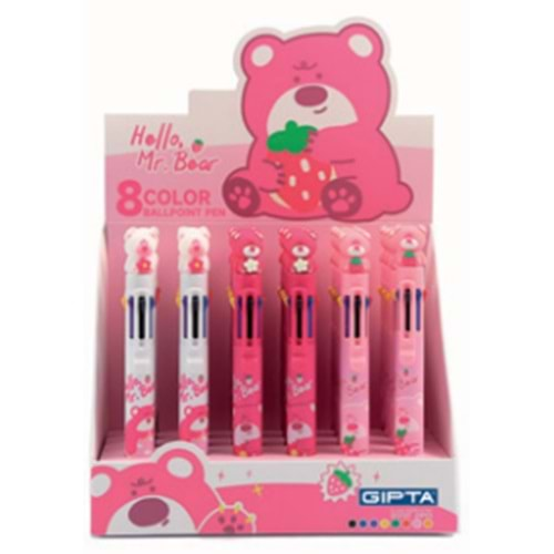 GIPTA PINK BEAR 8 RENKLİ TÜKENMEZ KALEM-K4267