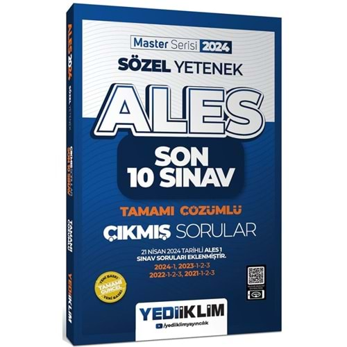 YEDİİKLİM ALES 2024 SÖZEL YETENEK SON 10 SINAV TAMAMI ÇÖZÜMLÜ ÇIKMIŞ SORULAR