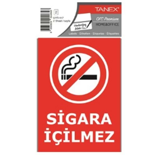 TANEX SİGARA İÇİLMEZ UYARI ETİKETİ 2 ADET-UYR-117