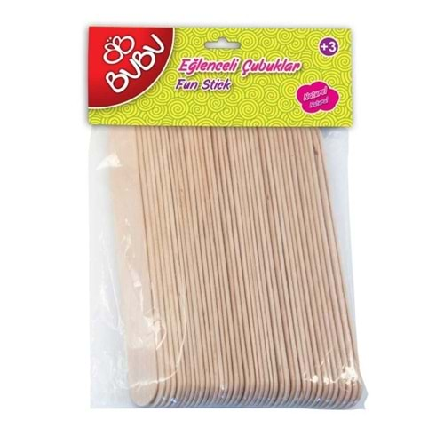 BUBU EĞLENCELİ ÇUBUKLAR NATUREL 15*1,8 CM 40 LI UZUN DİL ÇUBUĞU-BUBU-HS0013