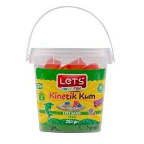 LETS KİNETİK KUM 250 GR YEŞİL PLASTİK KUTU-L-10191