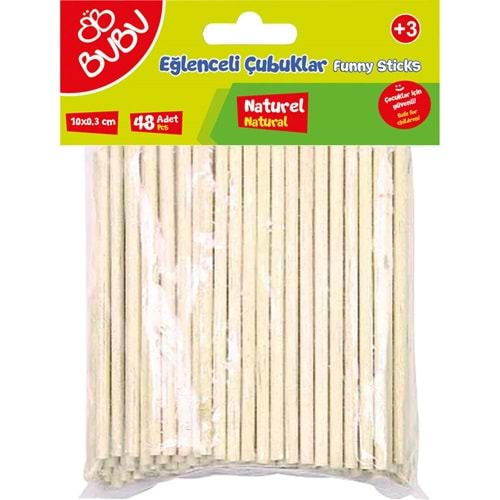 BU-BU EĞLENCELİ ÇUBUKLAR NATURAL 10x0,3CM 24 LÜ-BUBU-HS0022