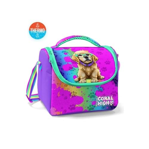 YAYGAN CORAL HIGH KİDS MOR PEMBE KÖPEK DESENLİ THERMO BESLENME ÇANTASI-11882