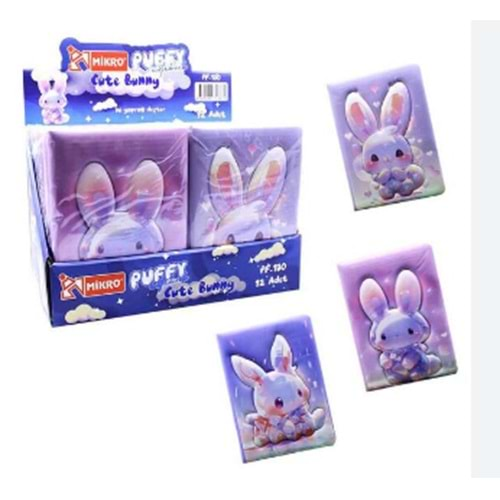 MİKRO 13*18 CUTE BUNNY PUFFY 96 YAPRAK ÇİZGİLİ NOT DEFTERİ-PF-130