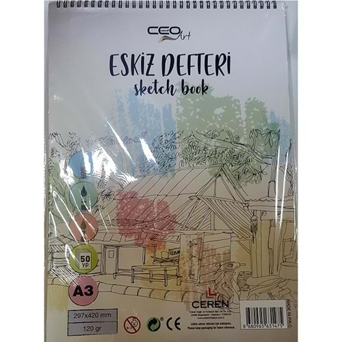 CEO ART ESKİZ DEFTERİ KRAFT TELLİ A4 120 GR 50 YAPRAK-CEO-ED0005