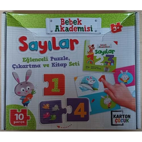 KARTON ÇOCUK BEBEK AKADEMİSİ SAYILAR EĞLENCELİ PUZZLE,ÇIKARTMA VE KİTAP SETİ 10 PARÇA 3+YAŞ