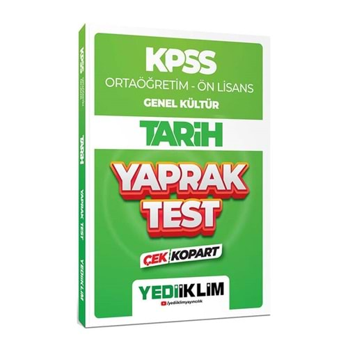 YEDİİKLİM KPSS 2024 ORTAÖĞRETİM ÖNLİSANS GENEL KÜLTÜR TARİH ÇEK KOPART YAPRAK TEST