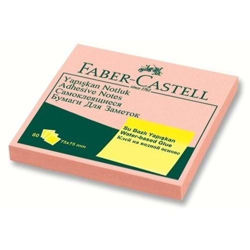 FABER CASTELL YAPIŞKAN NOTLUK FOSFORLU PEMBE 75*75MM